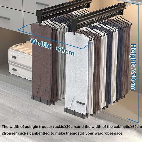 Miniatura 5 de Barra extensible para ropa con pista deslizante, barra de valet extraíble ajustable de 10.2-2.4 in, barra de perchero para ropa, soporte de carga
