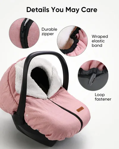 Miniatura 8 de TinlyFinly Funda de Asiento de Coche de Invierno para Asiento de Coche y Silla de Paseo para Bebé, Capota de Asiento de Coche para Clima Frío
