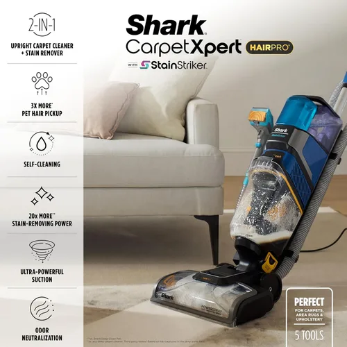 Miniatura 2 de Shark CarpetXpert HairPro con StainStriker - Limpiadora vertical de alfombras, alfombras de área y tapicería, perfecta para mascotas y eliminación