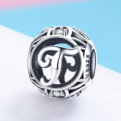Miniatura 4 de Plata de ley 925 con piedras cúbicas, opciones completas de regalo de la A Z, cuentas de letras del alfabeto para pulseras europeas Pandora