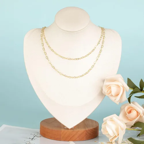 Miniatura 8 de KYUNHOO Cadenas de corazón chapadas en oro de 18 quilates de 16.4 ft de latón macizo a granel, cadena de collar de corazón para mujer, pulsera