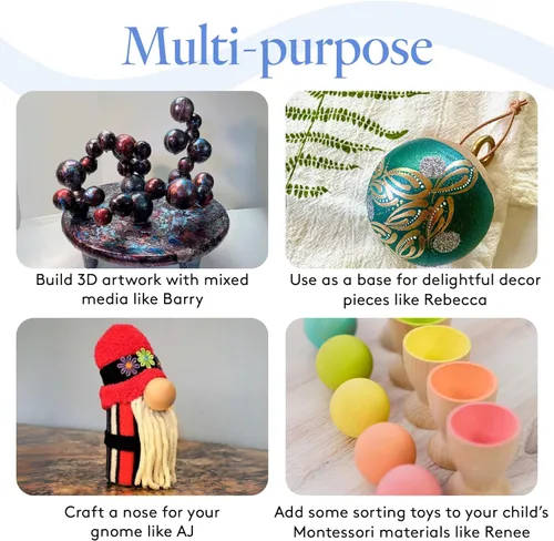Miniatura 5 de Bolas redondas de madera de 3-1/2 pulgadas para manualidades, bola de madera dura de abedul redonda sin terminar y lisa, y esfera de madera, por
