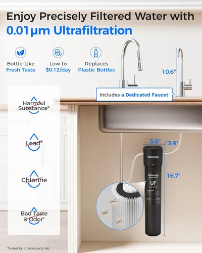 Miniatura 2 de Waterdrop 15UB-UF Sistema de filtro de agua para debajo del fregadero, 0,01 micras, sistema de filtración de agua potable para debajo del mostrador
