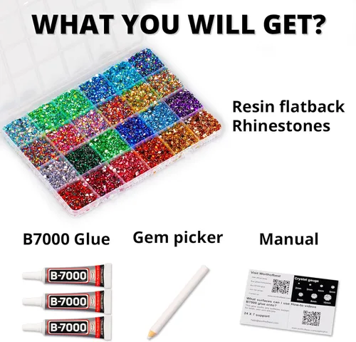 Miniatura 2 de 31000 piezas de diamantes de imitación para hacer brillar, kit de 3 mm de diamantes de imitación con parte trasera plana para manualidades, ropa