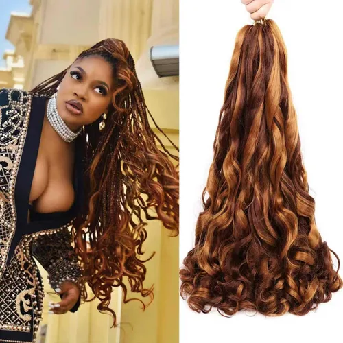 Miniatura 63 de Cabello rizado francés trenzado de 10 pulgadas, color 4, cabello rizado preestirado, 8 paquetes de trenzas de ganchillo de rizo francés para trenzas