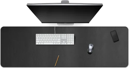 Miniatura 16 de Cacoy Tapete de escritorio de cuero, 70.8 x 24 pulgadas, tamaño mega, extendido, tapete de escritorio profesional para escritorio completo, Negro