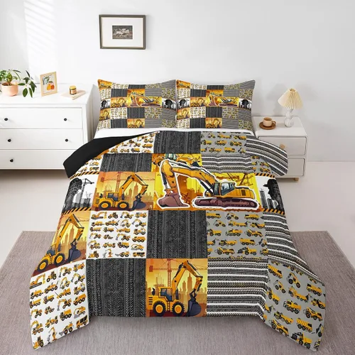 Miniatura 11 de Erosebridal Juego de edredón de coches tamaño individual para niños y niños, juegos de edredón de helicóptero de avión, ropa de cama de globo