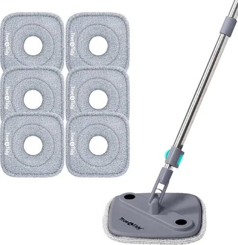 True & Tidy® Paquete de 6 almohadillas de microfibra de repuesto, repuestos reutilizables extra gruesos de 9 pulgadas para mopa y cubo TrueClean