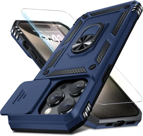 Miniatura 139 de Janmitta - Funda para iPhone 14 Pro con cubierta deslizante para lente de cámara incorporada + protector de pantalla, funda de cuerpo completo