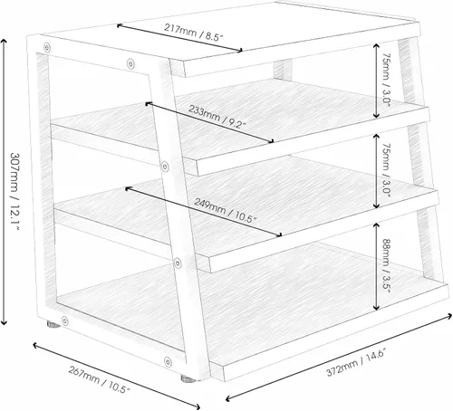 Miniatura 3 de Fenge Organizador de Estante de Escritorio, Estante de Escritorio de 4 Niveles, Estantes de Oficina de Madera y Metal, Organizador de Archivos