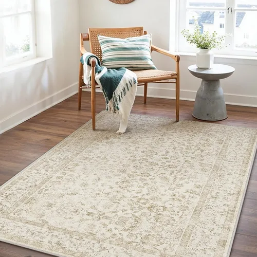 Miniatura 141 de PureCozy Alfombra de área beige de 2 x 3 pulgadas, lavable, vintage, pequeña, para entrada, cocina, suave, retro, floral, de pelo bajo, tapete