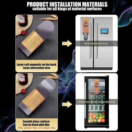 Miniatura 5 de Abrebotellas de cerveza montado en la pared con atrapador de tapas magnético, abrebotellas magnético de madera para refrigerador, regalos de cerveza