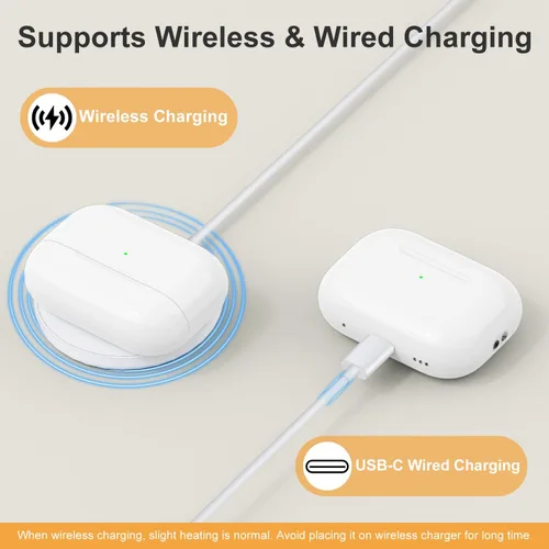 Miniatura 4 de Funda de carga inalámbrica para AirPods Pro 2ª y 1ª, puerto USB-C, repuesto de funda de cargador con botón de sincronización de emparejamiento