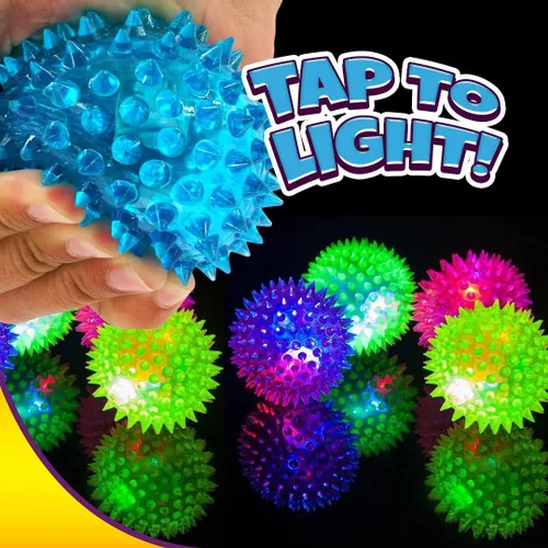 Miniatura 3 de JA-RU Pelotas de goma iluminadas (paquete de 4 con luces intermitentes) Gran juguete antiestrés para niños Pelotas sensoriales que rebotan a