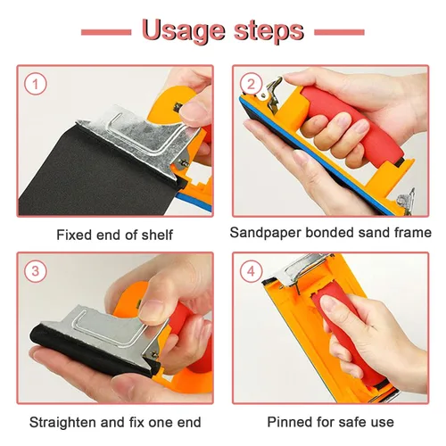 Miniatura 6 de Lijadora de mano, soporte para papel de lija con mango de esponja, bloque de lijado manual de 7 x 3.5 pulgadas para paneles de yeso, madera, metal