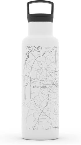 Miniatura 58 de Well Told Botella de agua aislada con mapa de Washington DC grabado, botella de acero inoxidable grabada (21 onzas, blanco) botella aislada de mapa