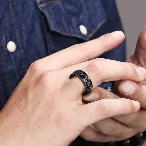 Miniatura 117 de Anillos giratorios para la ansiedad para hombre, anillos clásicos de cadena para mujeres y adultos, anillo de acero de titanio