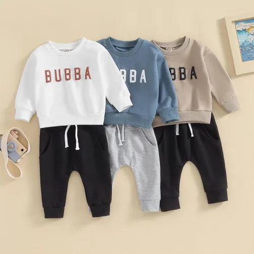 Miniatura 7 de Sprifallbaby Conjunto de ropa para bebé recién nacido, sudadera de manga larga y pantalones para niños pequeños, para otoño e invierno, 2 piezas