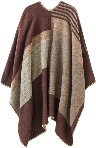 Miniatura 51 de Urban CoCo Poncho de colores para mujer, chal con frente abierto, color en bloques