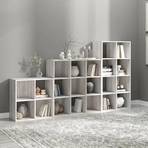 Miniatura 5 de Diseño exclusivo de Ashley Paxberry. Organizador de almacenamiento o librero moderno de 6 cubos, color blanqueado