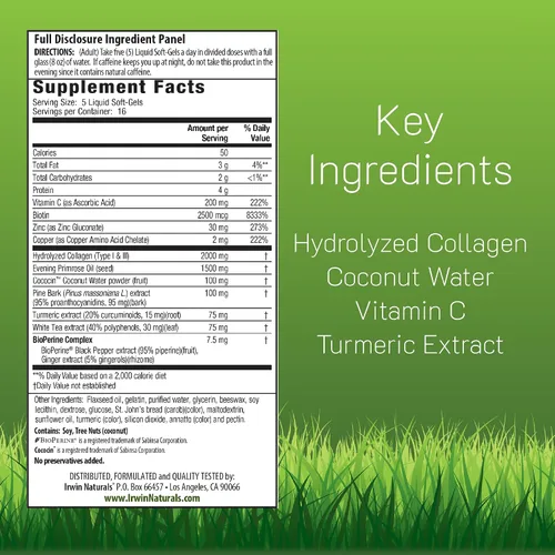 Miniatura 2 de Irwin Naturals Colágeno de tejido profundo puro, 80 cápsulas blandas líquidas, nutrición intensa para la piel, 2,000 mg de colágeno hidrolizado, 16