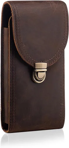 Miniatura 8 de Funda de cuero genuino para iPhone 17 Pro Max 16 Pro Max 15 Pro Max 14 Pro Max Samsung S24 Ultra S25 Ultra Funda para cinturón con clip para Marrón