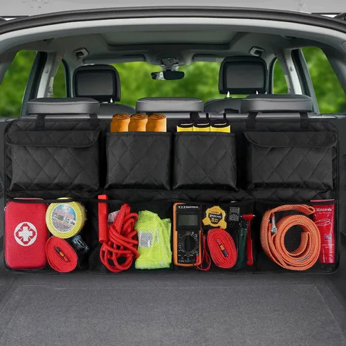 Miniatura 9 de Snuopfy Organizador de maletero de automóvil, organizador colgante para asiento trasero con 8 bolsas de almacenamiento grandes, gran capacidad