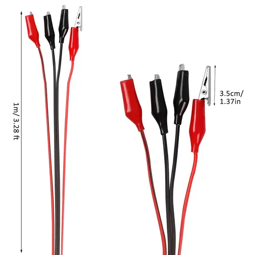 Miniatura 2 de 4 grupos de 1M de clips de cocodrilo eléctricos, cables de prueba aislados con clips de cocodrilo, cables de puente de doble extremo estampados