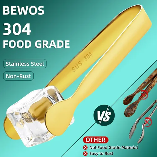 Miniatura 4 de BEWOS 12 pinzas para servir, pinzas de acero inoxidable 304 de 4.3 pulgadas, pinzas doradas para servir tablas de charcutería, accesorios