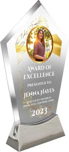 Miniatura 3 de Placa de vidrio personalizada de 8 1/2 pulgadas para premios y trofeos, premio personalizado para empleados del mes, regalos de jubilación