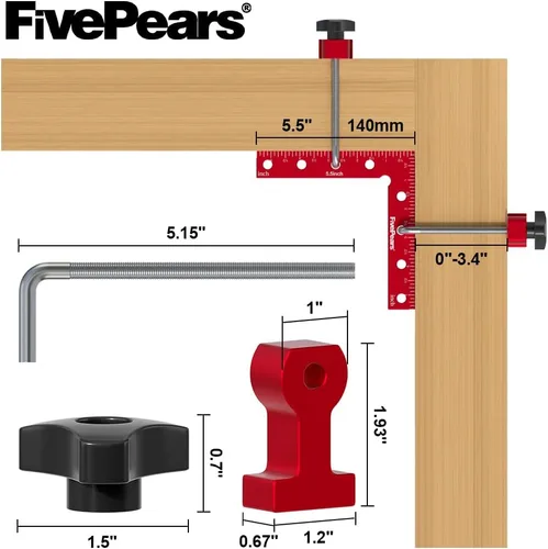 Miniatura 2 de Fivepears Juego de 4 abrazaderas cuadradas de posicionamiento de 90 grados para carpintería, abrazadera de esquina de ángulo recto de precisión