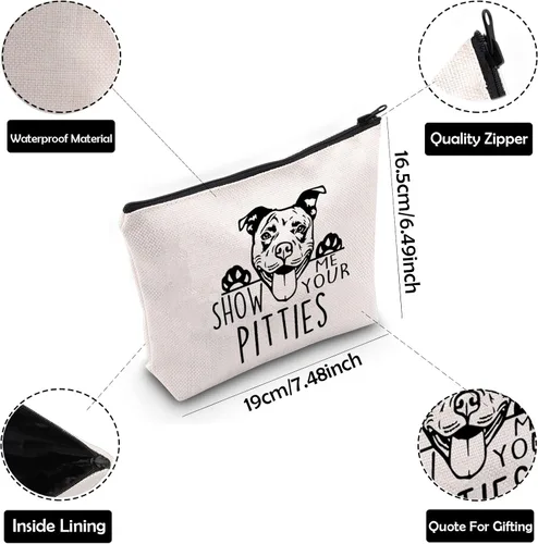 Miniatura 4 de ZJXHPO Divertido regalo de Pitbull Show Me Your Pitties Dog Lovers Gift Pitbull Mom Cosmetic Bag Zipper Accesorio Bolsa, Perro Pitties, No