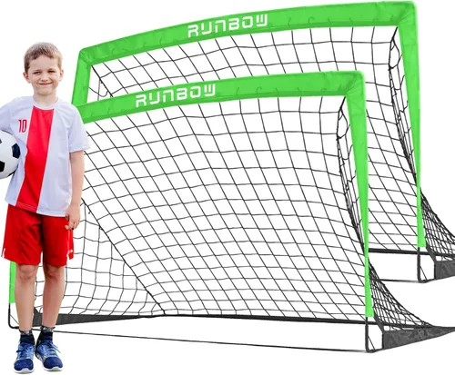 Miniatura 11 de Portería de fútbol para patio trasero, red de fútbol plegable portátil de 5 x 3 pies con bolsa de transporte para niños y adultos