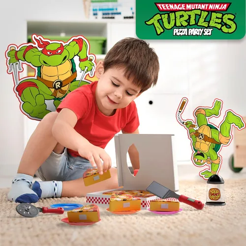 Miniatura 6 de Juego de juguetes de pizza para niños, comida para jugar en la cocina, rebanar y servir pizza de juguete con caja, cortador de pasteles