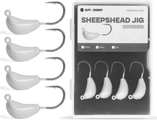 Jigs de Sheepshead, Jigheads Estilo Vertical con 4~10 Piezas, Gancho 3X Reforzado Equipado con 1/2 3/4 1oz para Pesca en Agua Salada