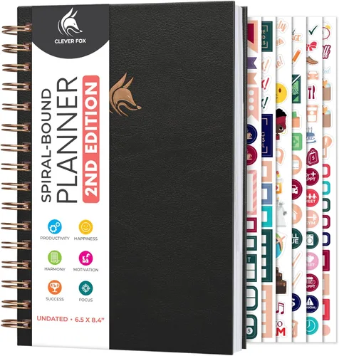 Miniatura 12 de Clever Fox - Agenda 2ª Edición – Planificador de Metas Semanales y Mensuales Colorido, Organizador de Gestión del Tiempo y Productividad, Sin Fecha