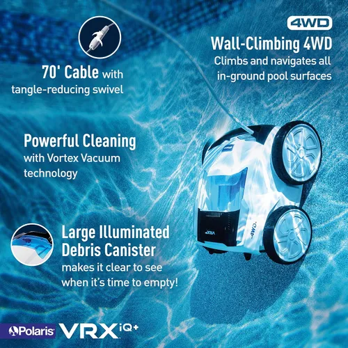 Miniatura 4 de Polaris VRXIQ+ - Limpiador robótico inteligente para piscinas con control iAquaLink, cable extra largo de 70 pies con giro que reduce enredos