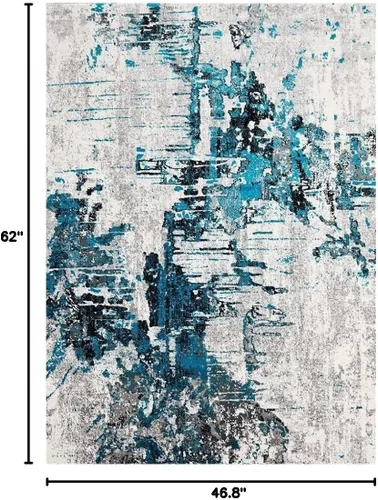 Miniatura 2 de LUXE WEAVERS - Alfombra abstracta de área (4' x 5', Turquesa)