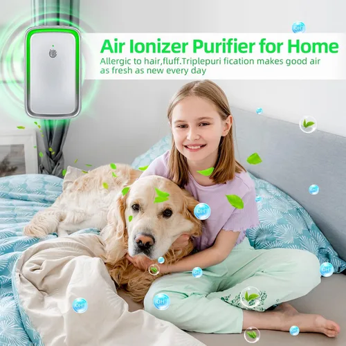 Miniatura 4 de Purificador de aire enchufable actualizado 2026 para el hogar, ionizador de aire iónico para polvo de humo con olor de mascotas, generador de iones