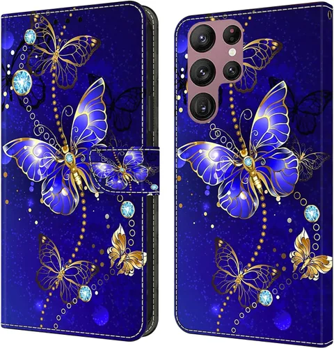 Miniatura 10 de Funda para Samsung Galaxy S22, cartera Flip Folio lindo 3D pintado de dibujos animados PU Funda de cuero PU para niñas mujeres ranuras para tarjetas