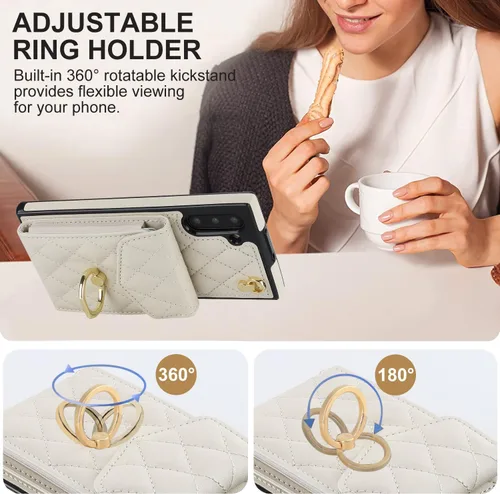 Miniatura 5 de Asuwish Funda de teléfono para Samsung Galaxy Note 10 5G con protector de pantalla de vidrio templado y correa para la muñeca, anillo de bloqueo