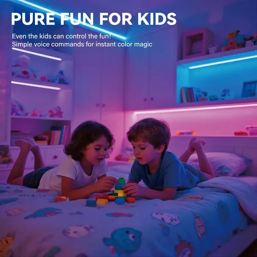 Miniatura 2 de Tira de luces LED activadas por voz AI, iluminación nocturna de dormitorio de niños para interiores, RGB IC, múltiples luces inteligentes regulables