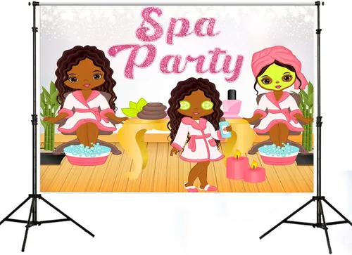Miniatura 5 de Telones de fondo de fiesta de spa para niños para fotografía de cumpleaños 10 para niñas, fiesta de spa, día de spa, telón de fondo fotográfico