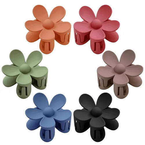 Miniatura 15 de 6 pinzas para el cabello de flores, pinzas de margarita, pinzas de garra grandes mate, pinzas de sujeción fuerte, accesorios para cabello grueso, 6