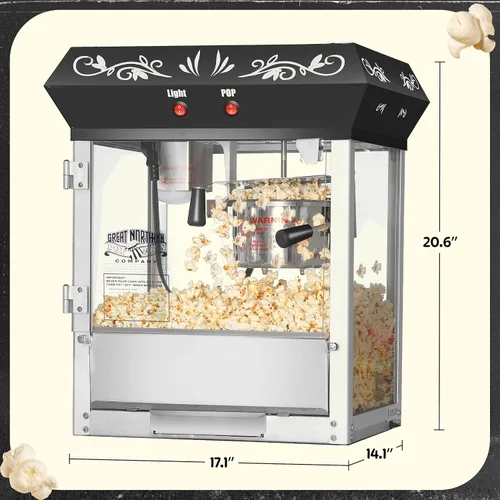 Miniatura 6 de Great Northern Popcorn - Máquina para hacer palomitas de maíz, 6 onzas, con hervidor de acero inoxidable de 640 W, cajón de viejas sirvientas