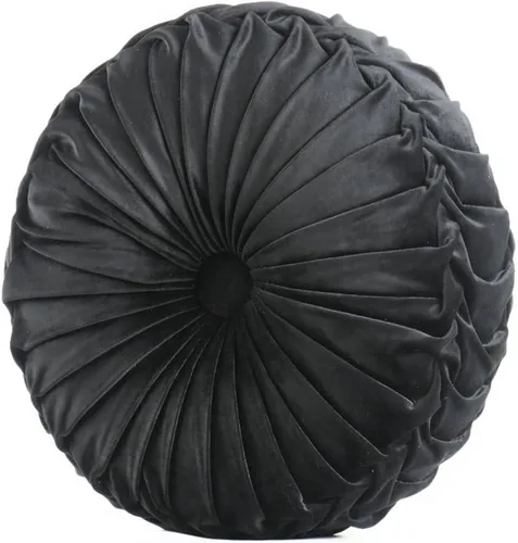 Miniatura 14 de MOJUN Almohada redonda de terciopelo de 13.7 pulgadas, plisada redonda, rellena, cojín decorativo para el hogar, para sofá, silla, cama, suelo
