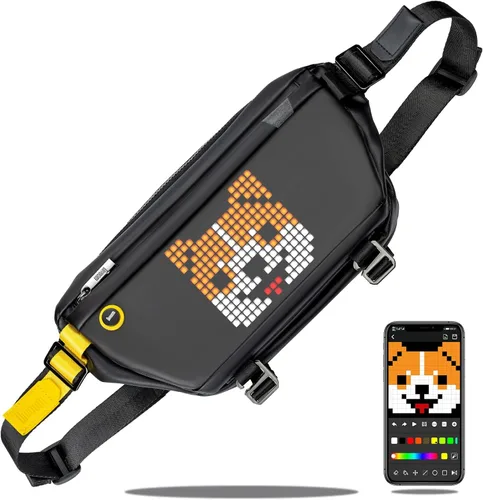 Divoom Mochila bandolera con pantalla LED, mochila cruzada impermeable para el hombro, mochila de viaje para hombres y mujeres