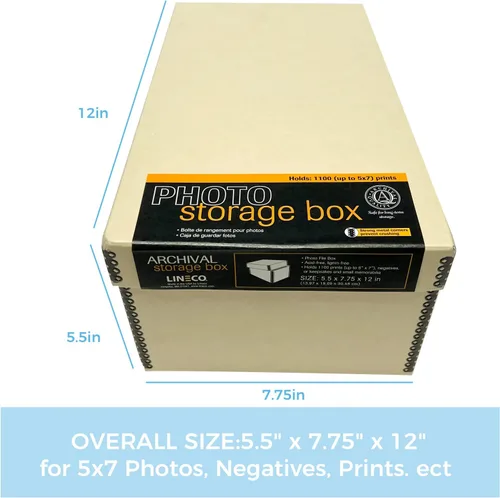 Miniatura 2 de Lineco Caja de almacenamiento de fotos de archivo, con capacidad para hasta 1100 imágenes de 5 x 7, contenedor de fotografías de 4 x 6 con tapa