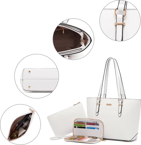 Miniatura 4 de Juego de bolsos y carteras para mujer, bolso de mano para el trabajo, bolso de hombro con asa superior y cartera a juego