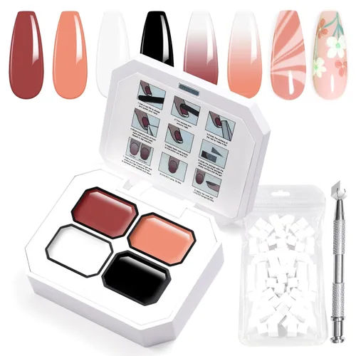 Miniatura 10 de Juego de esmaltes de gel con gradiente, 9 colores ombre, esmalte de gel para uñas rojo, marrón, azul claro, rosa, esponjado para pigmento, Pat Aura